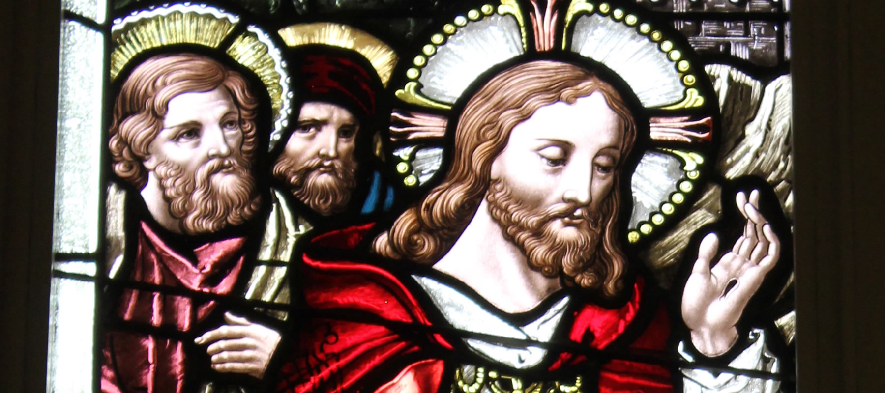 Stain Glass Window of Jesus Blessing At St Augustine Church